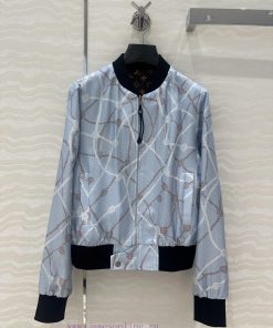 AW77588 L25s Ice Blue Louis Vuitton MONOGRAM Dark Pattern Chain Printed Silk Jacket With Fairy ypuepcow