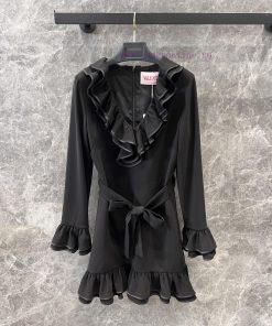 ZL60570 Valentino 25Ss Early Spring New Large V-neck Ruffle Edge Dress | Produced With A Large 8056zy6p