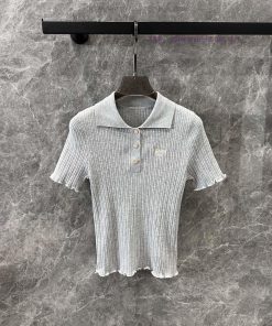 ZT60575 Fendi 25Ss Early Spring New Fashionable Elite Life Reducing Polo Collar Knitted Short S o9r6rgnt