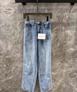 ZK60587 Alexander Wang 25Ss Early Spring New Elastic Waist With Embossed Denim Pants On Both Si n43xnpz8