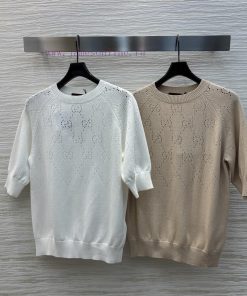 CT76232 Gucci 25 Spring/Summer New GG Gucci Hollow Knitted Short Sleeve Color Is Very Suitable w1d7kiwm