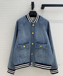 Strongly Recommend BW76253 Ce * 25s New Product Washed Blue Denim Baseball Jacket Jacket Back L tp33zrqv