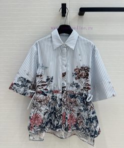 BC76316 Benang Jarum 25 Early Spring New Product Printed Striped Seven Quarter Sleeve Shirt Wit o44af873