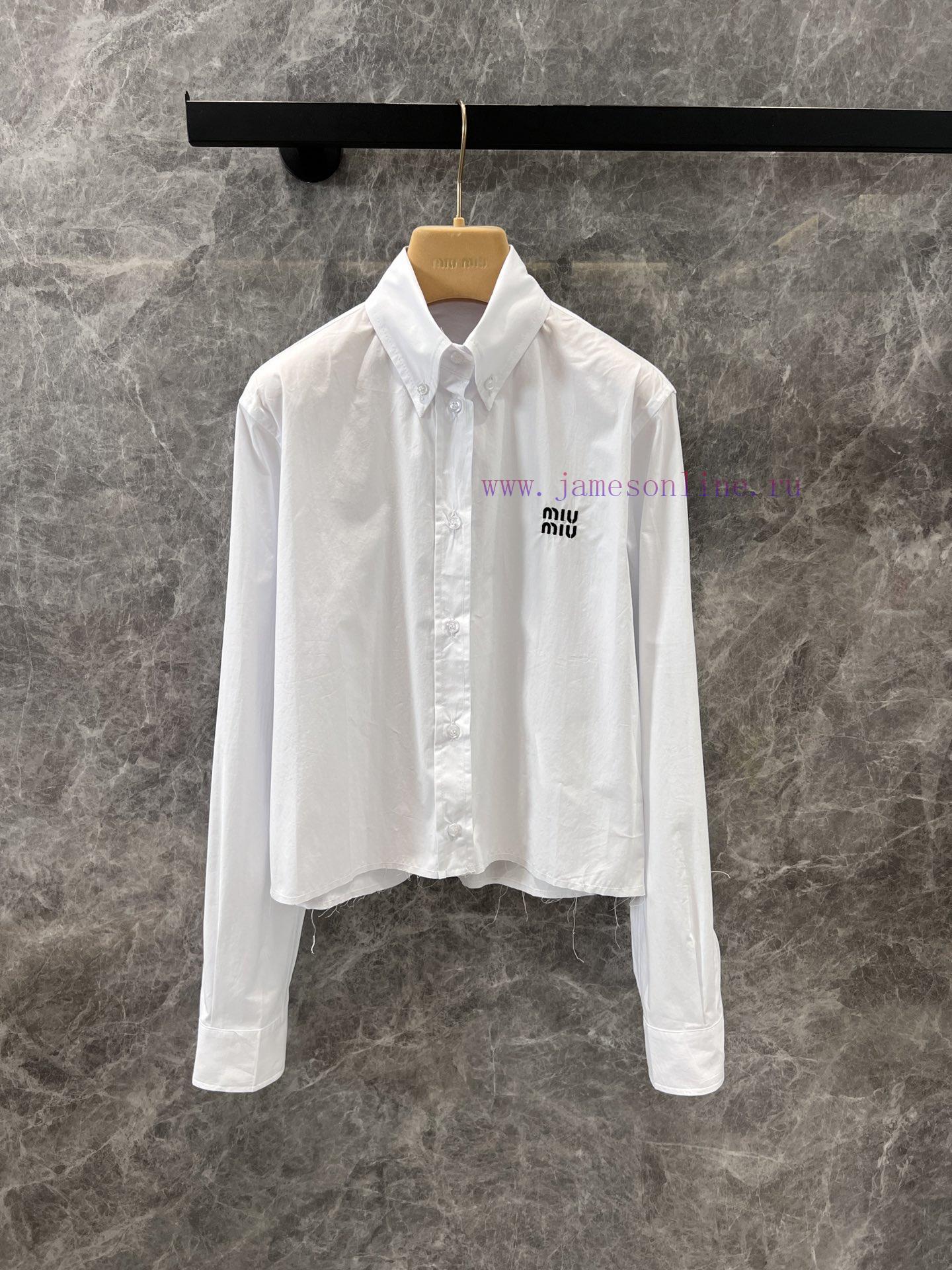 ZC60657 Miumi * 25ss Spring/Summer New White Embroidered Shirt | YB Development Product I Reall siln5d18