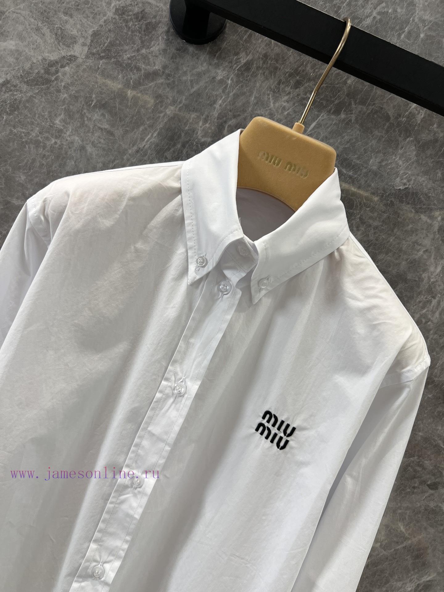 ZC60657 Miumi * 25ss Spring/Summer New White Embroidered Shirt | YB Development Product I Reall siln5d18 - Image 4