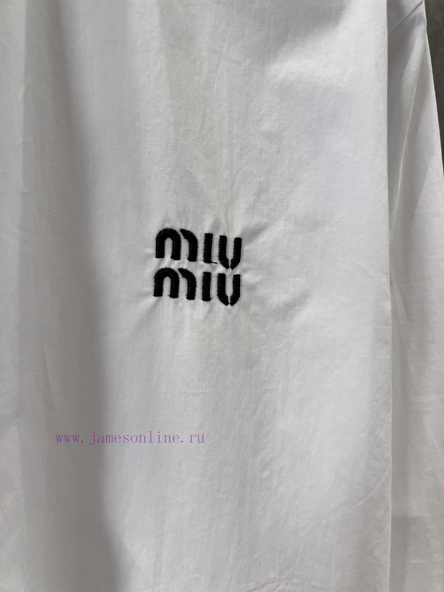 ZC60657 Miumi * 25ss Spring/Summer New White Embroidered Shirt | YB Development Product I Reall siln5d18 - Image 6