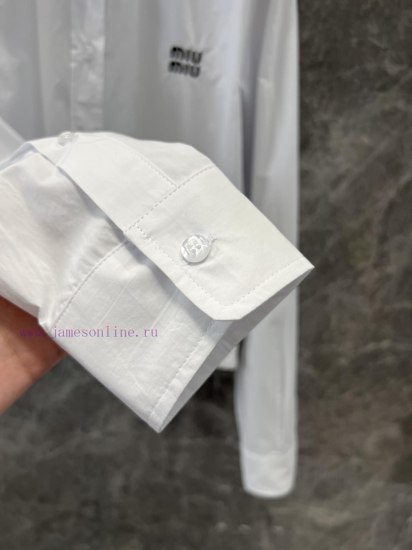 ZC60657 Miumi * 25ss Spring/Summer New White Embroidered Shirt | YB Development Product I Reall siln5d18 - Image 8