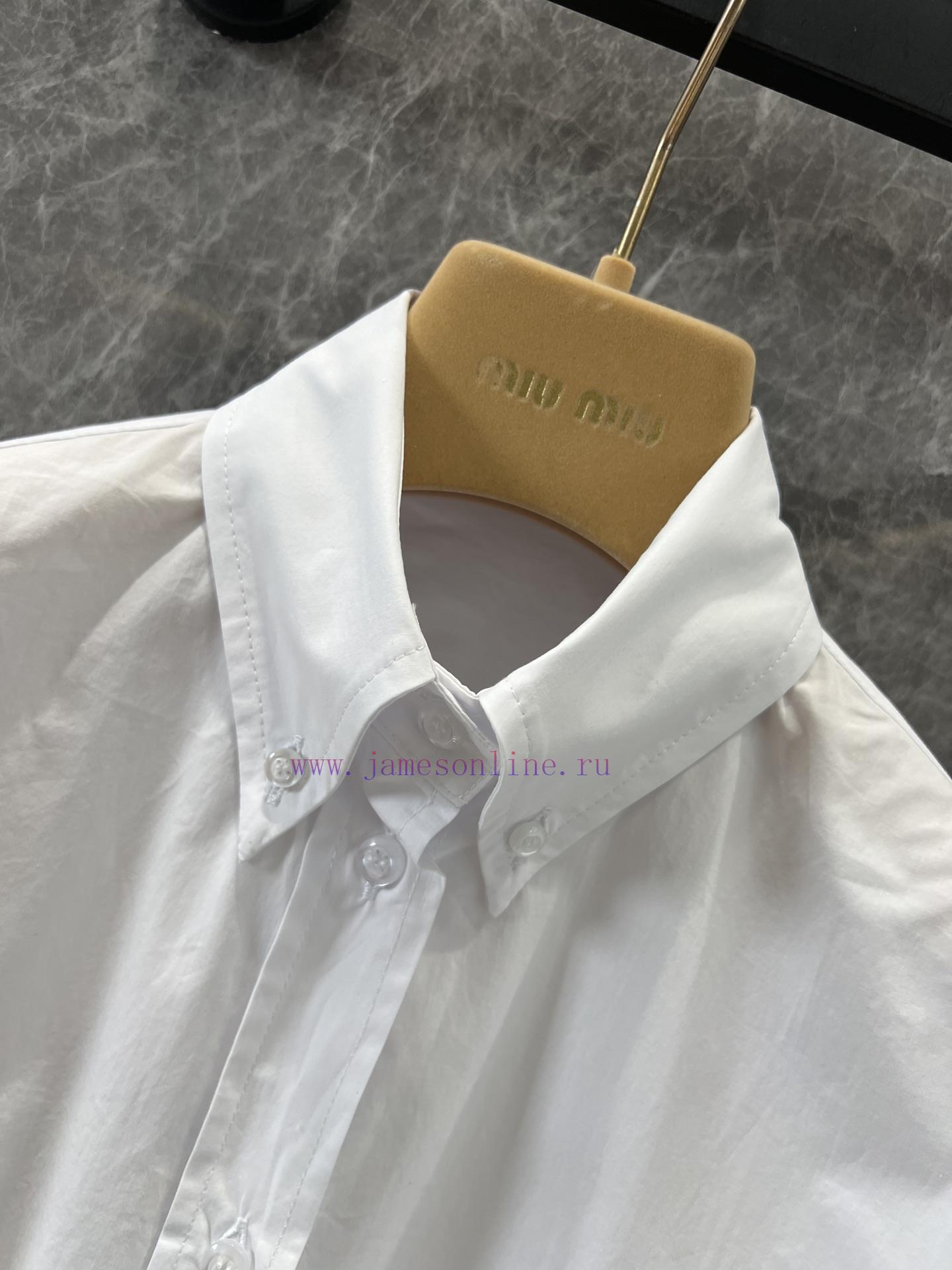 ZC60657 Miumi * 25ss Spring/Summer New White Embroidered Shirt | YB Development Product I Reall siln5d18 - Image 9