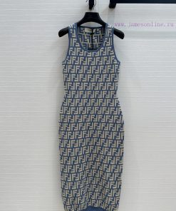 BL76395 Fe * 25 New Product Blue Double F Jacquard Slimming Tank Top Long Skirt Swiss Machine D qldzqq26