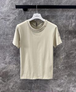ZT60703 Moncler 25 Early Spring New Collar Nail Bead Round Neck Short Sleeved T-shirt 丨 YB Deve btfcfgji