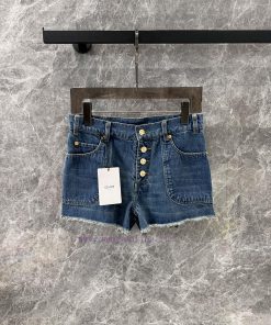 ZK60705 Celine25Ss Spring/Summer New Product Retro Enzyme Washed Denim Ultra Short Shorts | YB c7zsw1fs