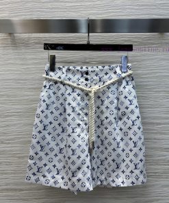 CK76830 Louis Vuitton 25 New Style Blue And White Porcelain Letter Printed High Waisted Five Qu 40v9xnbj