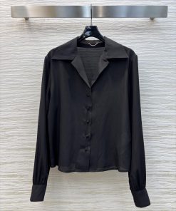 CC77371 YSL 25 Summer New Collection V-neck Long Sleeve Shirt With Customized Buckle Design Sim fxklkpyw