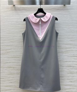 CL77372 Louis Vuitton 25 New Style Contrasting Lapel Sleeveless Dress With Contrasting Half But u4o04xox