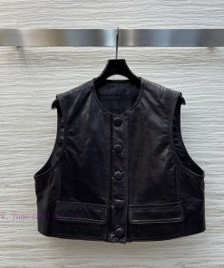 CW76016 Niche Design 25 Early Spring Short Small Leather Vest Jacket Ultra Short Vest Version P od4u86q5