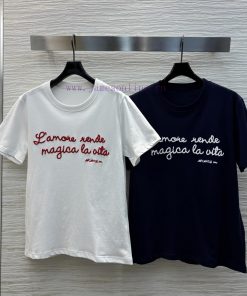 CT76025 Popular Recommendation Contrasting Letter Embroidered T-shirt Is A Simple Elegant And D optghdsj