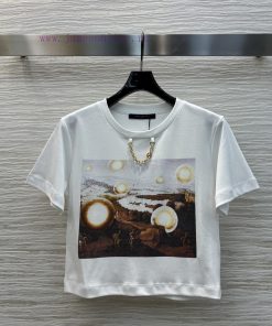 CT76027 Louis Vuitton 25 Early Spring New Item Short Sleeved T-shirt With Sticker Pattern Simpl g2peybxn