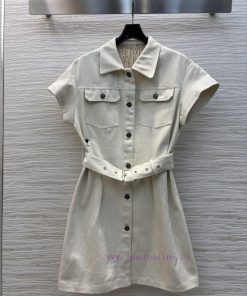 CL76031 Dior 25 Early Spring New Collection Featuring A Stylish Lapel Short Sleeved Denim Dress u1ta27l4