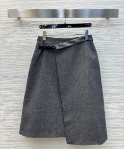 CB76038 Dior 25 Early Spring New Item High-end Gray Irregular High Waisted Half Skirt Leather B u1qmzjd7