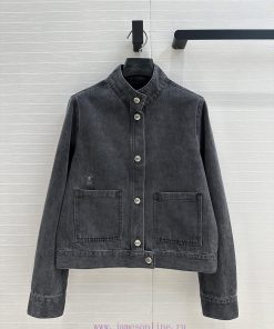 Highly Recommended 🤞 BW76057 Miss Dior's New Retro Charcoal Grey Washed Denim Jacket With A Sty mff3dp2p