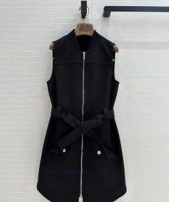 BL76063 H Majia 25 Early Spring New Product Zipper Sleeveless Dress Knitted Collar Tie Belt H S p9b7ew2u