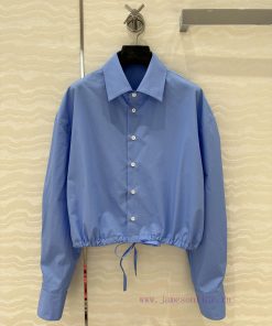 AC75010 Prada High Intelligence Dressing Drawstring Small Short Style High-end Shirt White Rich pma73fla