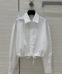 AC75010 Prada High Intelligence Dressing Drawstring Small Short Style High-end Shirt White Rich fbfhwaw2