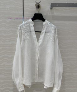 High End AC76073 Zm Vacation Style White Rich Beauty Must Enter High-end 100% Linen Shirt Impor o7ufpmhh