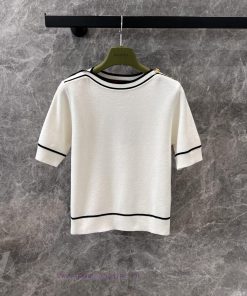 ZT60538 Gucci 25Ss Spring/Summer New Product Retro Style Small Collar Knitted Short Sleeve Top q2bq4xty