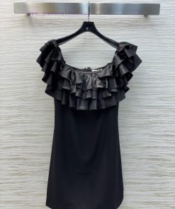 CL76083 Celine 25 Spring/Summer Ruffle Design One Shoulder Dress With Ruffle Edge. The Ruffle E nzc0sqdq