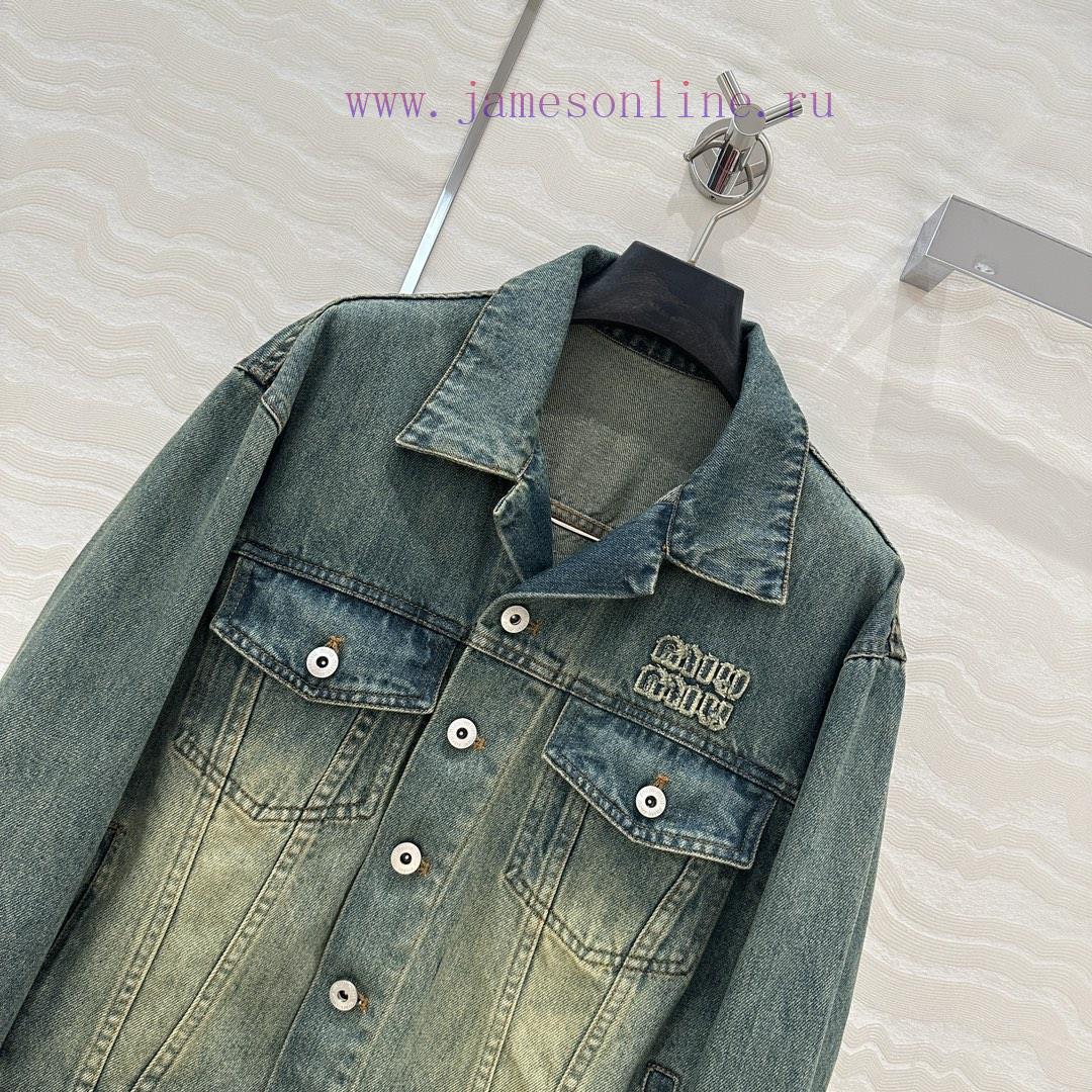 AW75197 Miu Miu Girls' Cowboy Jacket 25s Early Spring New Product Rascal And Handsome Ceiling A 5jl9pms5 - Image 3