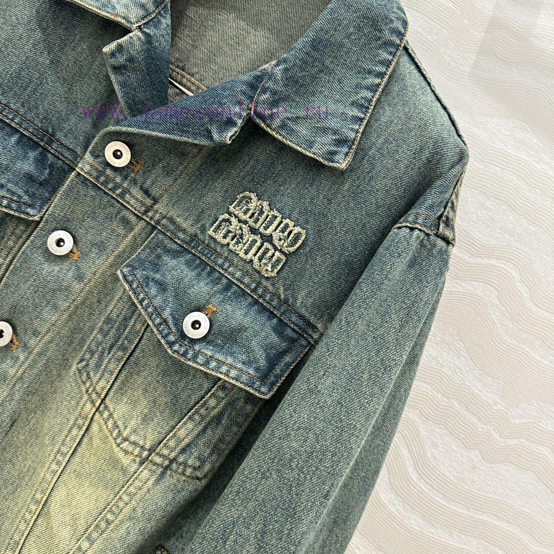 AW75197 Miu Miu Girls' Cowboy Jacket 25s Early Spring New Product Rascal And Handsome Ceiling A 5jl9pms5 - Image 4