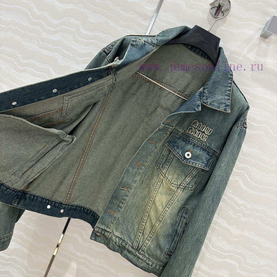 AW75197 Miu Miu Girls' Cowboy Jacket 25s Early Spring New Product Rascal And Handsome Ceiling A 5jl9pms5 - Image 8