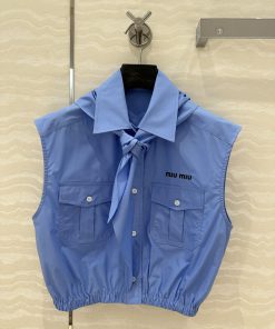 ️ AC75166 Miu Miu Wear 25s Spring/Summer New Product Scout Series Tie Vest Shirt Fashionable El 1du031hv
