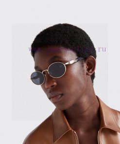 Prada Small Frame Round Sunglasses Fashion Metal Large Frame Sunglassesaewkozxf