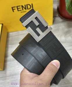 FENDL 40MM wide double-sided original calf leather with a single ruthenium palladium plated x6m6rszu