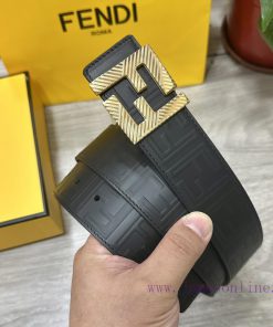 FENDL 40MM wide double-sided original calf leather with a single ruthenium palladium plated wc045i3l