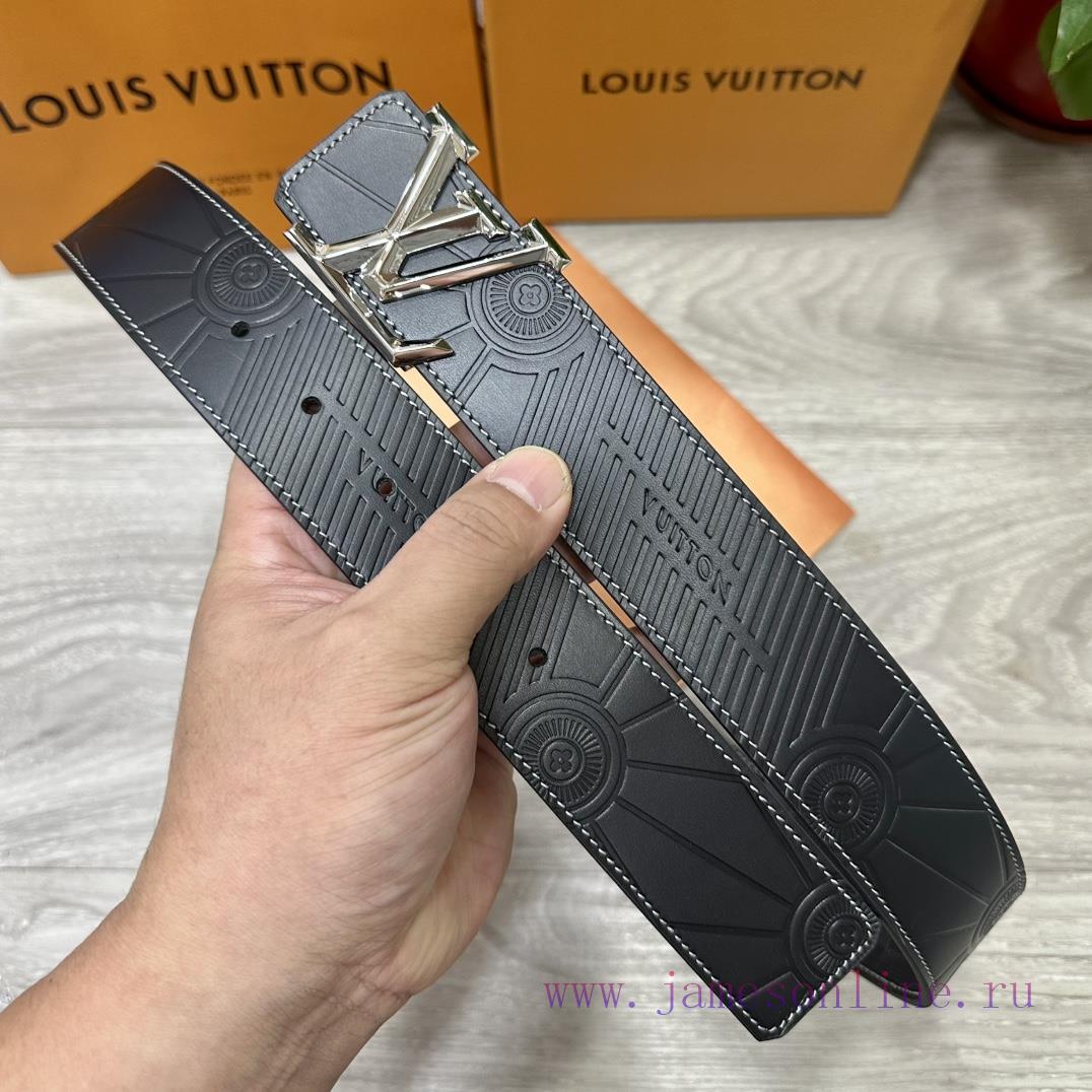 LV. Louis Vuitton 40MM wide double-sided original calf leather with a single ruthenium palla 5oh8p3ex - Image 3