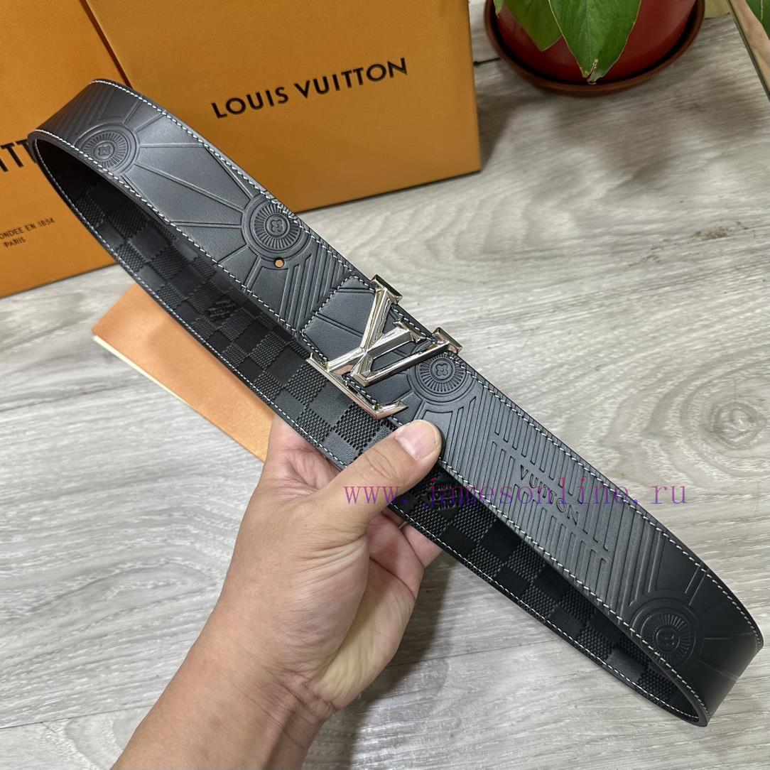 LV. Louis Vuitton 40MM wide double-sided original calf leather with a single ruthenium palla 5oh8p3ex - Image 4