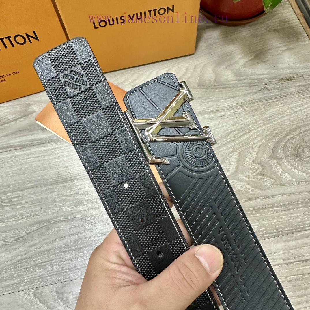 LV. Louis Vuitton 40MM wide double-sided original calf leather with a single ruthenium palla 5oh8p3ex - Image 5