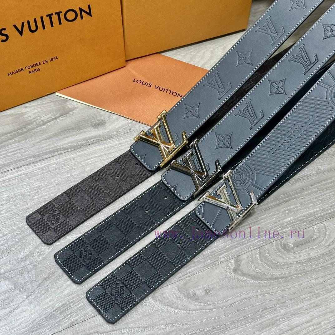 LV. Louis Vuitton 40MM wide double-sided original calf leather with a single ruthenium palla 5oh8p3ex - Image 7