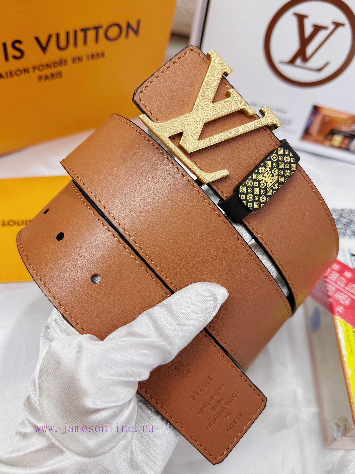 Belt LV Louis Vuitton Top Remakes-The waistband is made of 100% cowhide, ensuring genuine le p8hkyon3 - Image 3