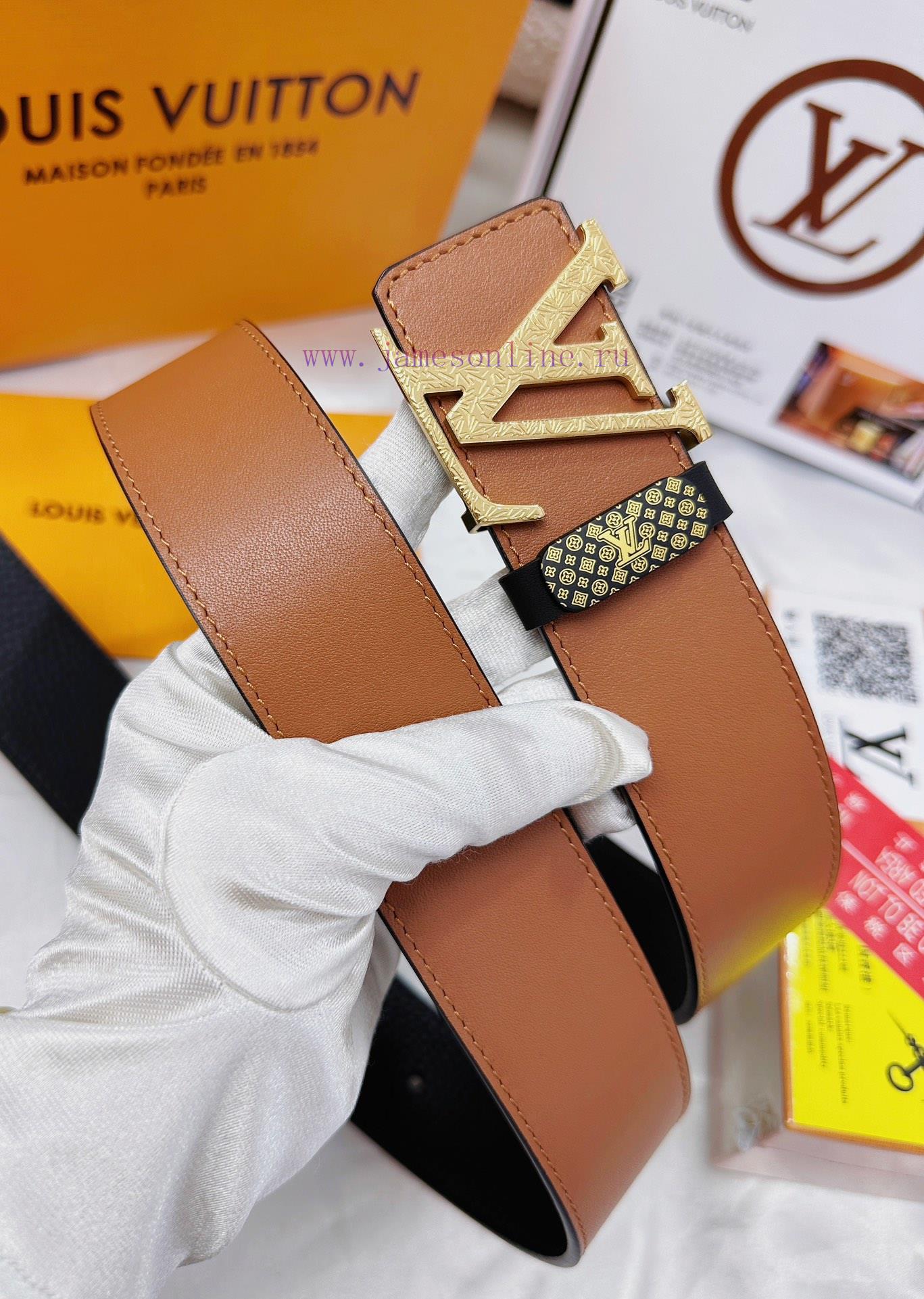 Belt LV Louis Vuitton Top Remakes-The waistband is made of 100% cowhide, ensuring genuine le p8hkyon3 - Image 4