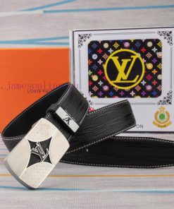 Belt and belt LV Louis Vuitton leather beltMen's belt material: 100% head layer cowhide belt 3bcedc6g
