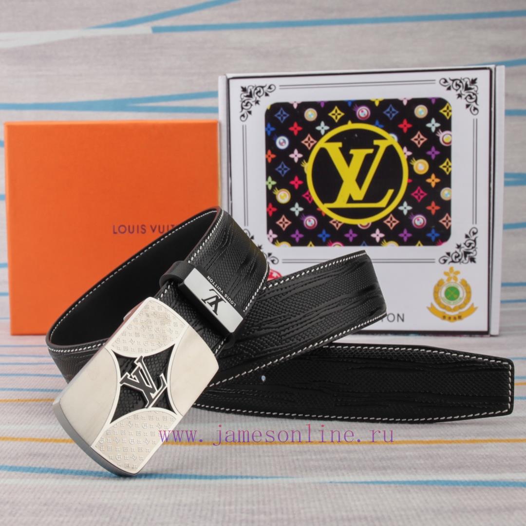 Belt and belt LV Louis Vuitton leather beltMen's belt material: 100% head layer cowhide belt opre09mu - Image 2