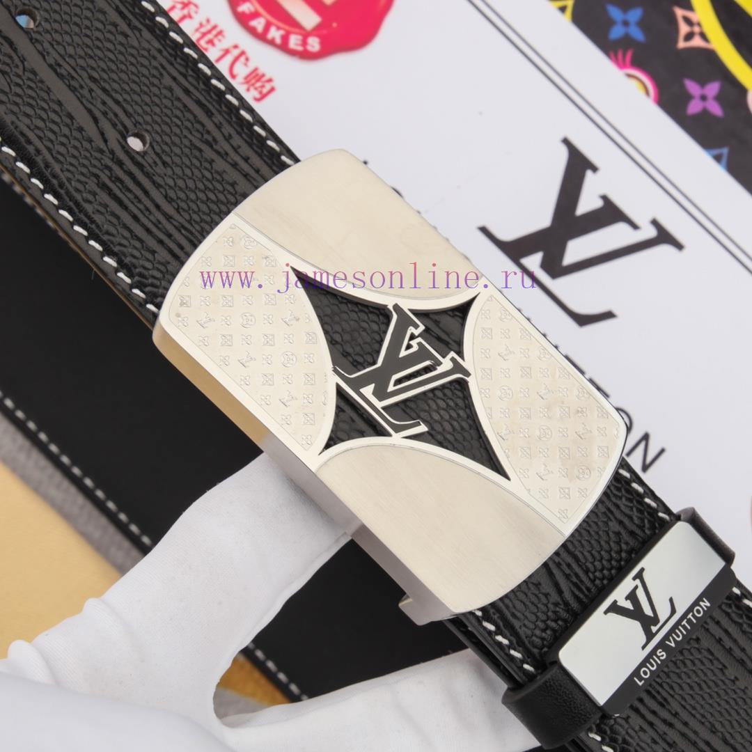 Belt and belt LV Louis Vuitton leather beltMen's belt material: 100% head layer cowhide belt opre09mu - Image 5