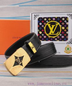 Belt and belt LV Louis Vuitton leather beltMen's belt material: 100% head layer cowhide belt ejvnfk56