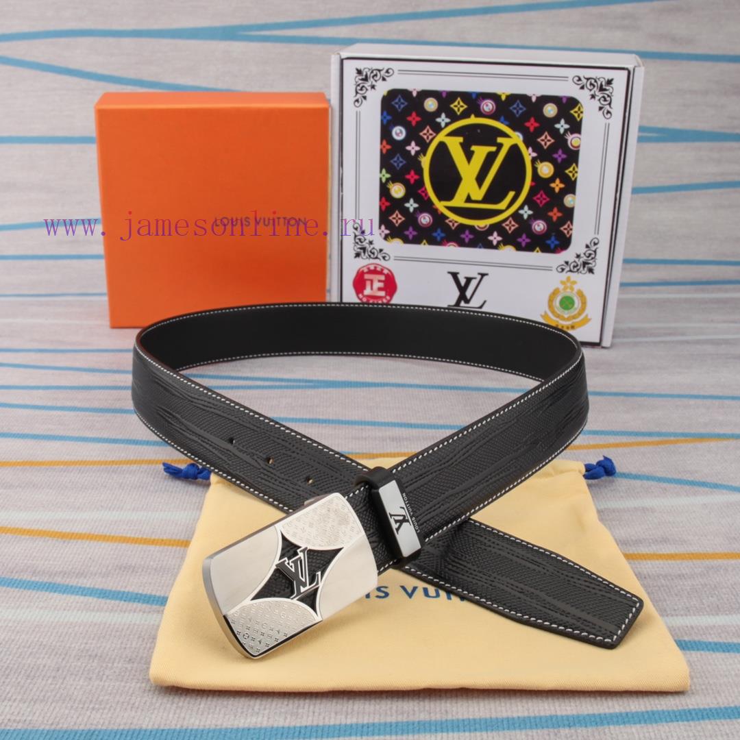 Belt and belt LV Louis Vuitton leather beltMen's belt material: 100% head layer cowhide belt opre09mu - Image 9