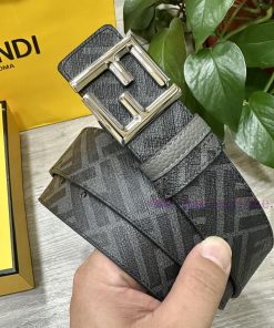 FENDI style with width of 4.0CM, double ring front and back waist belt, FF nail buckle, gray ev1shcjb