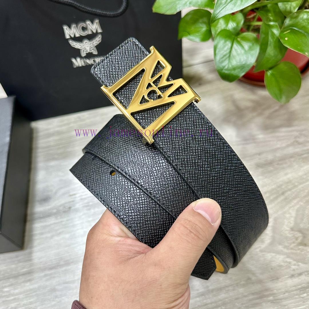 MCM 40MM wide double-sided original calf leather with a single ruthenium palladium plated bu 433bnb12